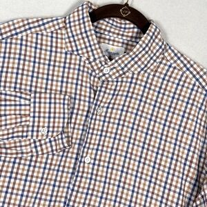 Giannetto Portofino Shirt Men XL Gingham Check Plaid Long Sleeve Button Up Italy